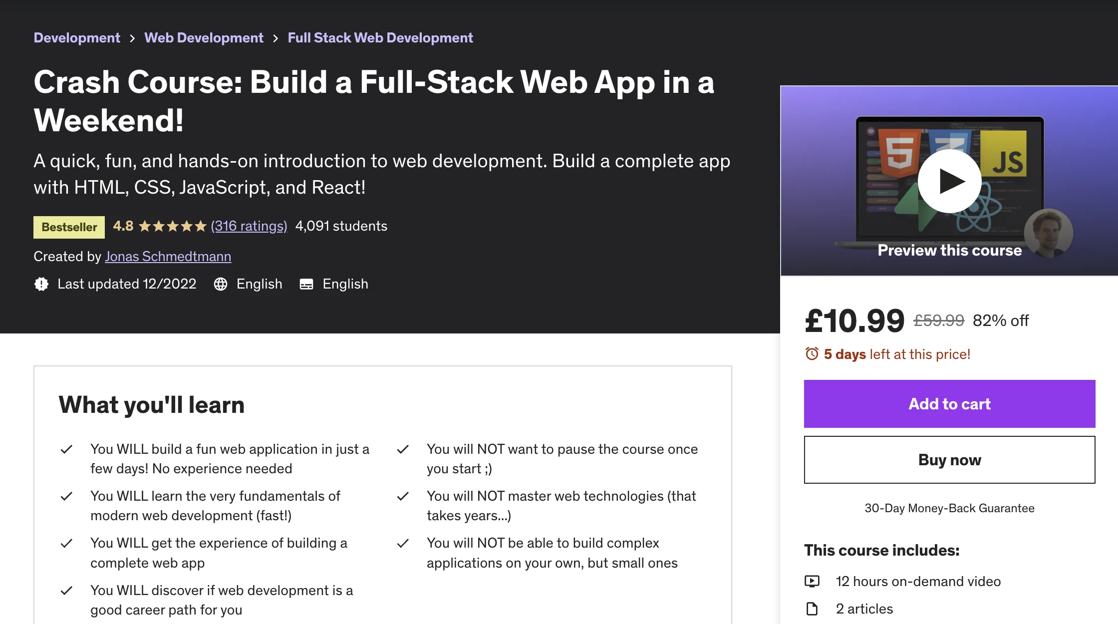 Full Stack Web Developer Udemy Course