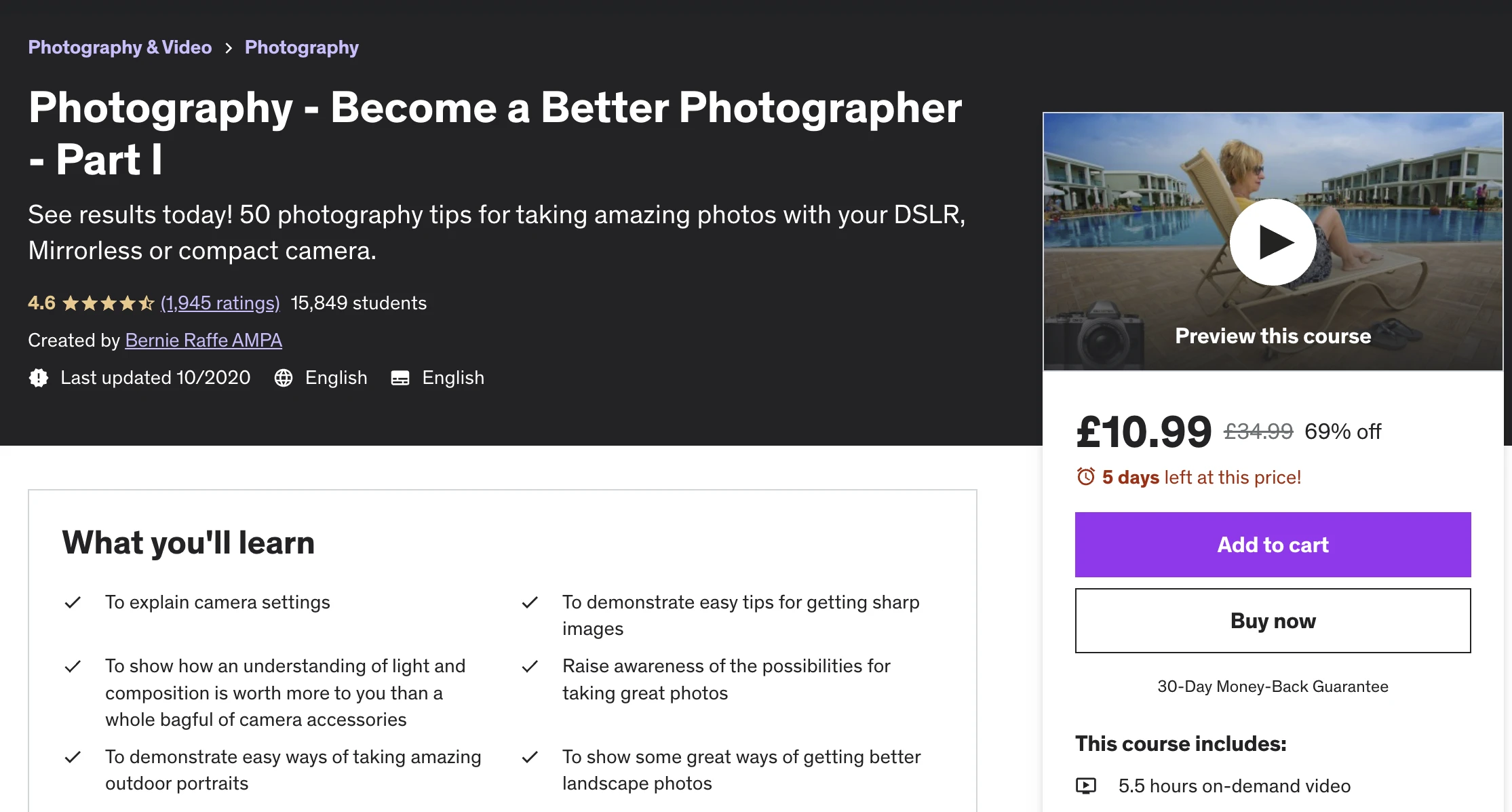 Photography Course Udemy